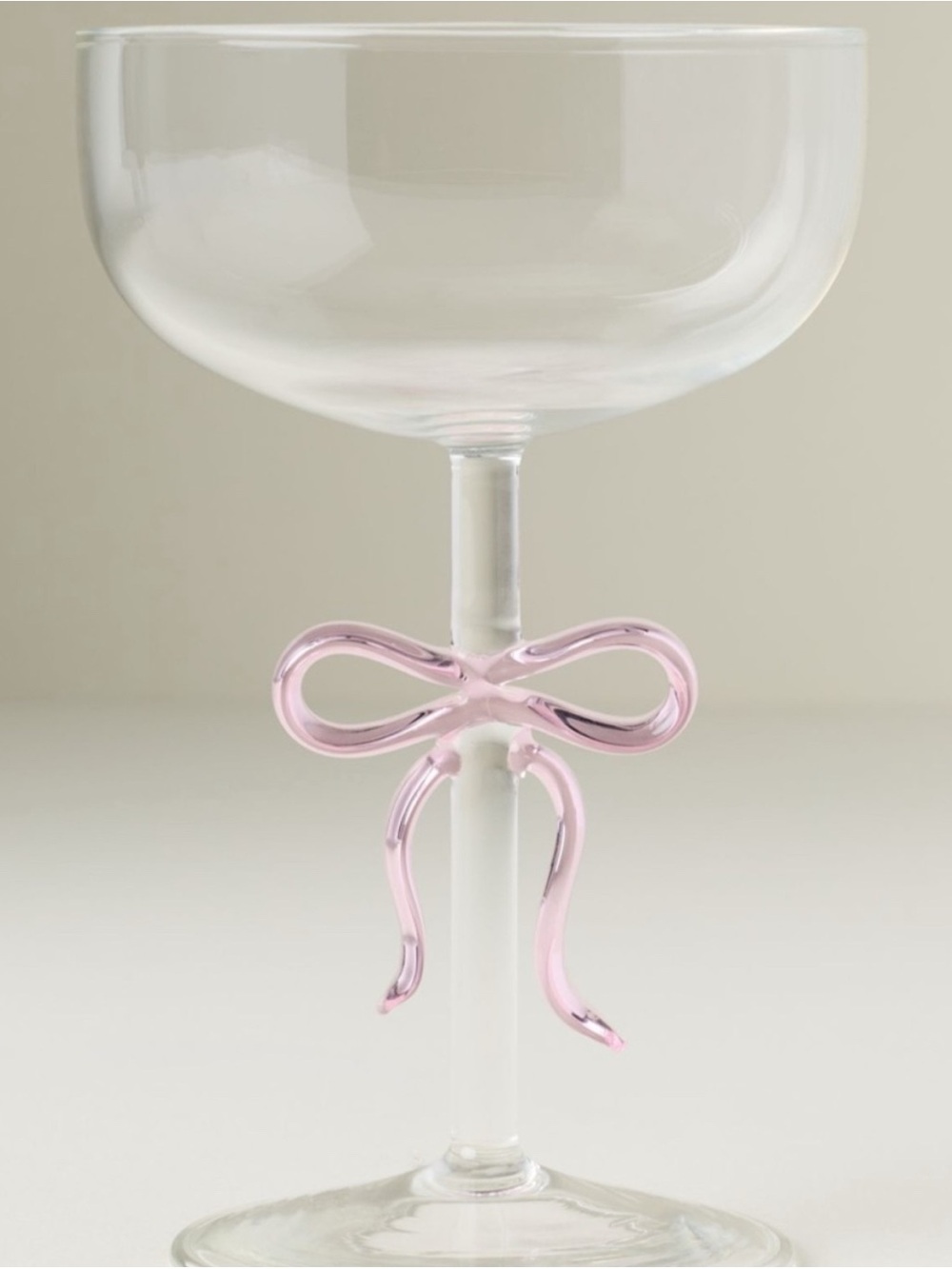 Anthropologie Benedita Pink Bow Benedita Coupe Glass - Picture 3 of 3